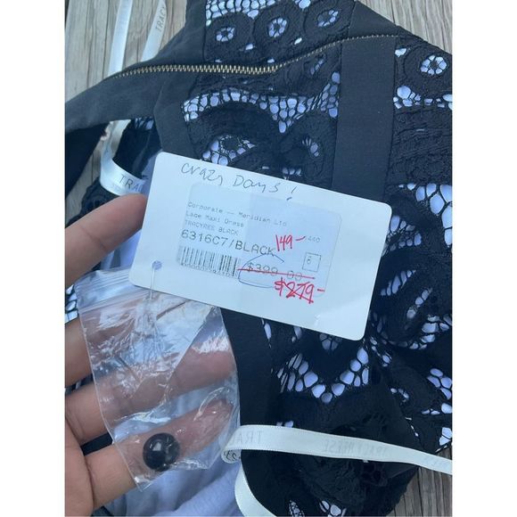 Tracy Reese NWT Meridian Lace Maxi Dress Black Overlay, Size 6, MSRP $399 - Picture 5 of 10